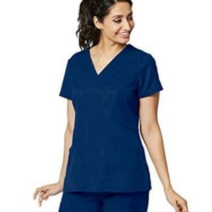 Greys Anatomy Navy Blue Two Pocket Missy Scrub Top